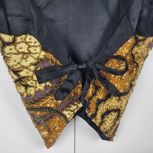 SOLD | Vintage 80s Kenar Beaded Sequin Cotton Button Front Vest | One Size - Picture 5 of 12